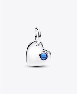 September Engravable Heart Blue Stone Dangle Charm