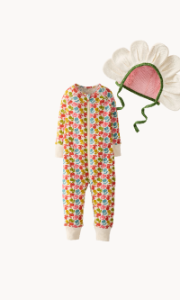 Floral Latticework on Ecru HannaSoft™ Stretch Sleeper + Hat