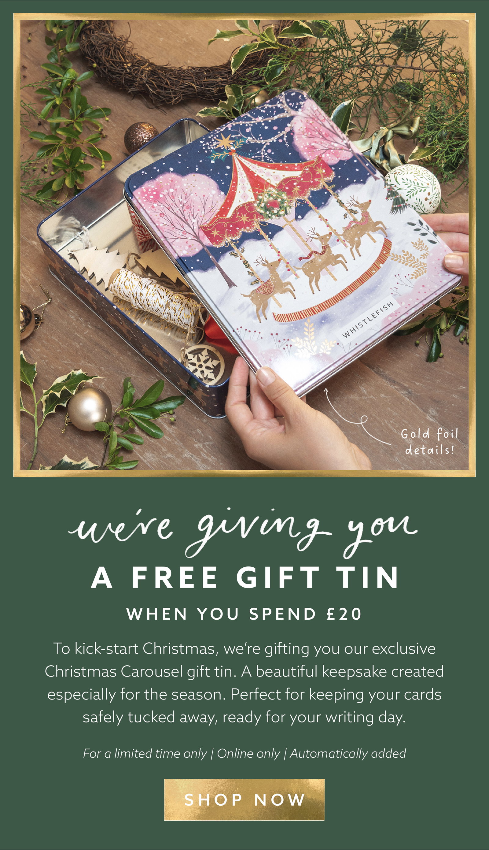 Free festive gift tin when you spend £20