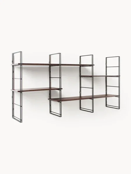 Estantería de pared de metal con estantes de madera de mango Tayo