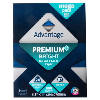 Advantage Premium Bright Ink Jet and Laser Paper, 8.5-inchx11-inch Letter