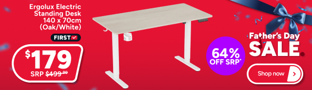 Ergolux Electric Standing Desk 140 x 70cm (Oak/White)