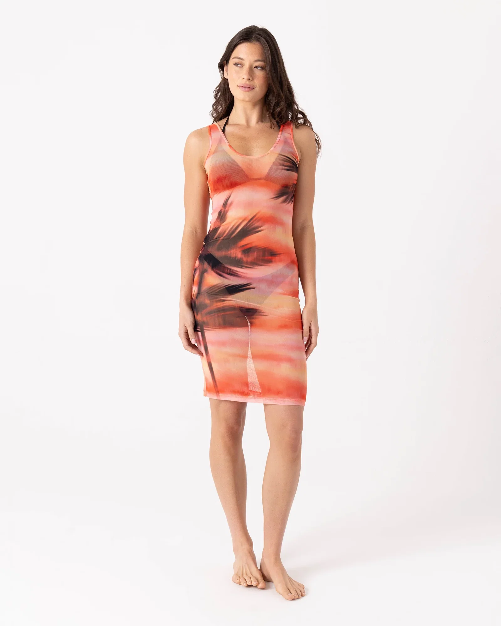 Image of Palm Before The Storm Mesh Cover Up Dress