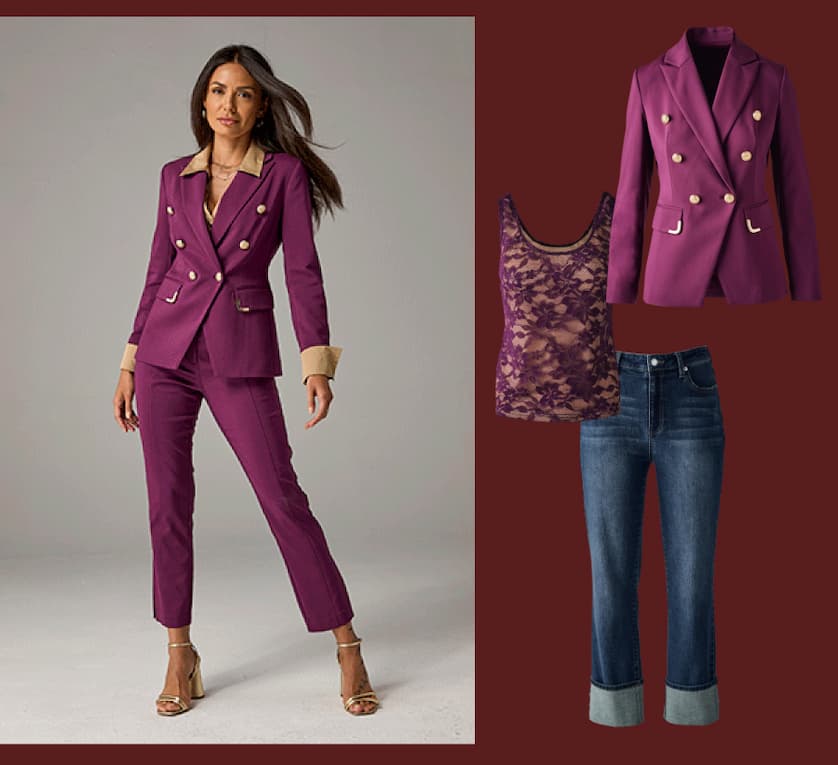 Hardware Trimmed Double Breasted Modern Blazer