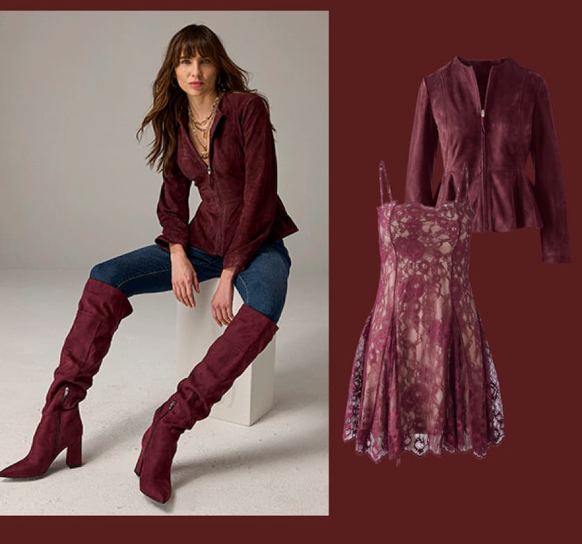 Faux Suede Zip Up Peplum Jacket