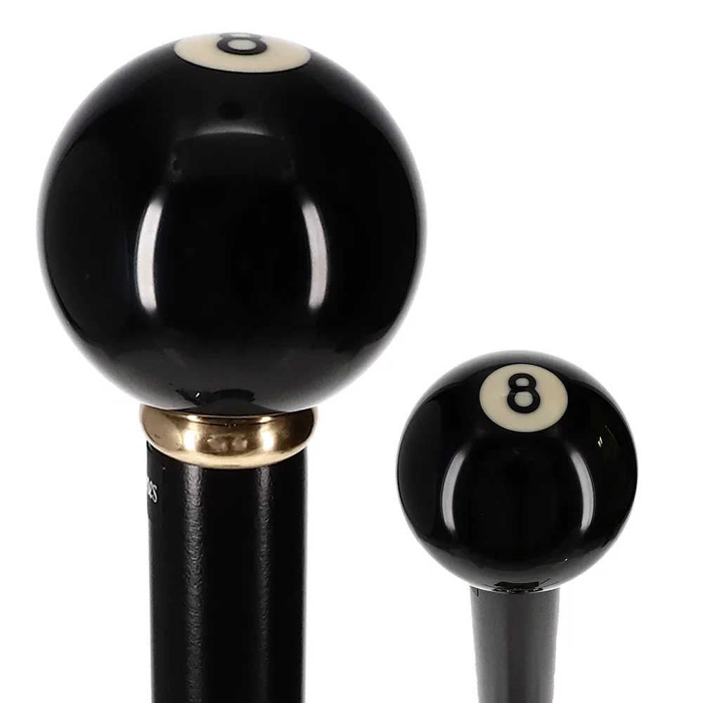 Image of Genuine 8-Ball Handle Walking Stick: Black Beechwood & Brass