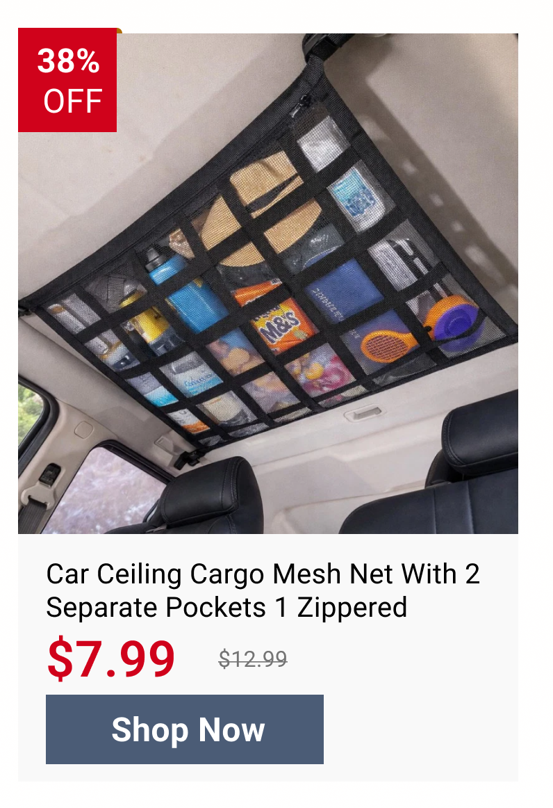 Car Ceiling Cargo Mesh Net With 2 Separate Pockets 1 Zippered