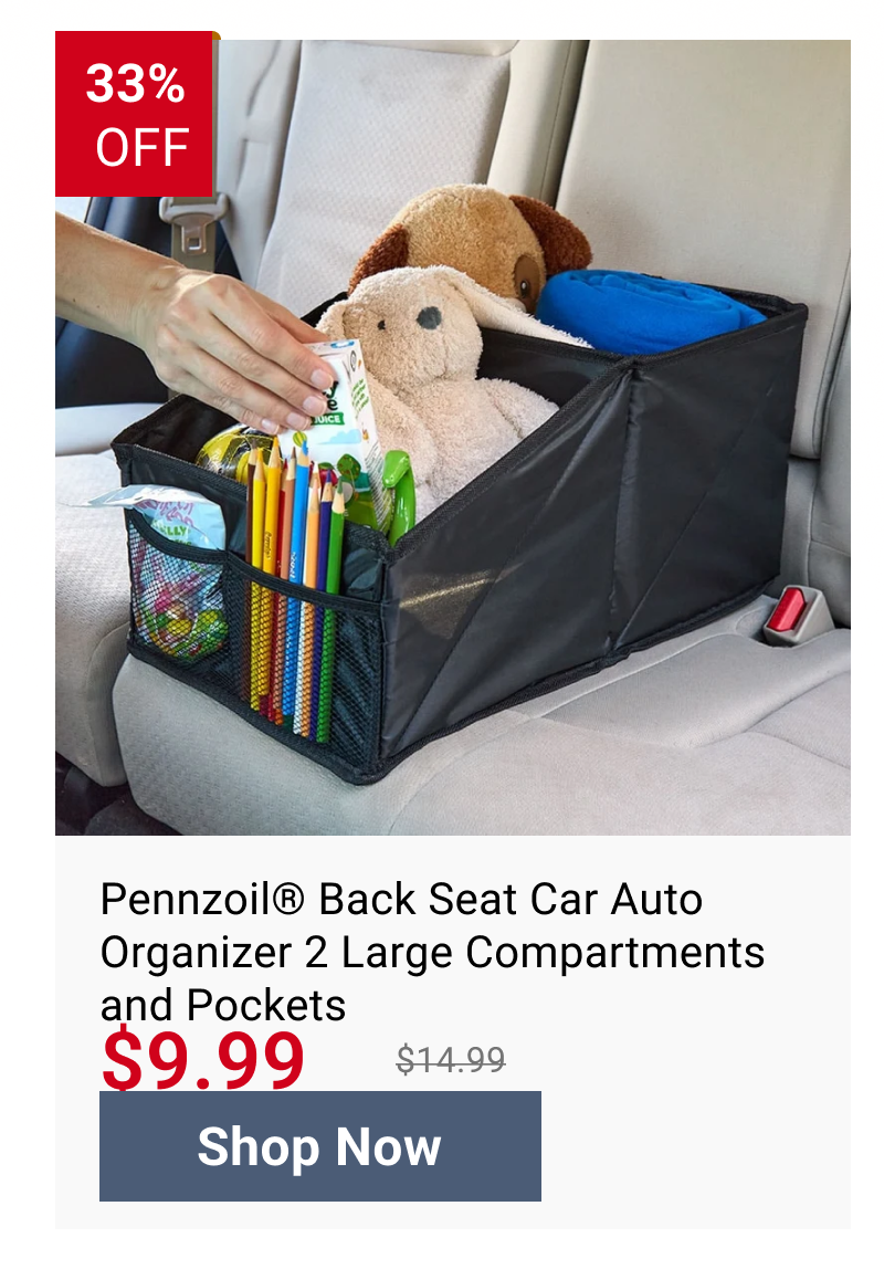 Pennzoil® Back Seat Car Auto Organizer 2 Large Compartments and Pockets
