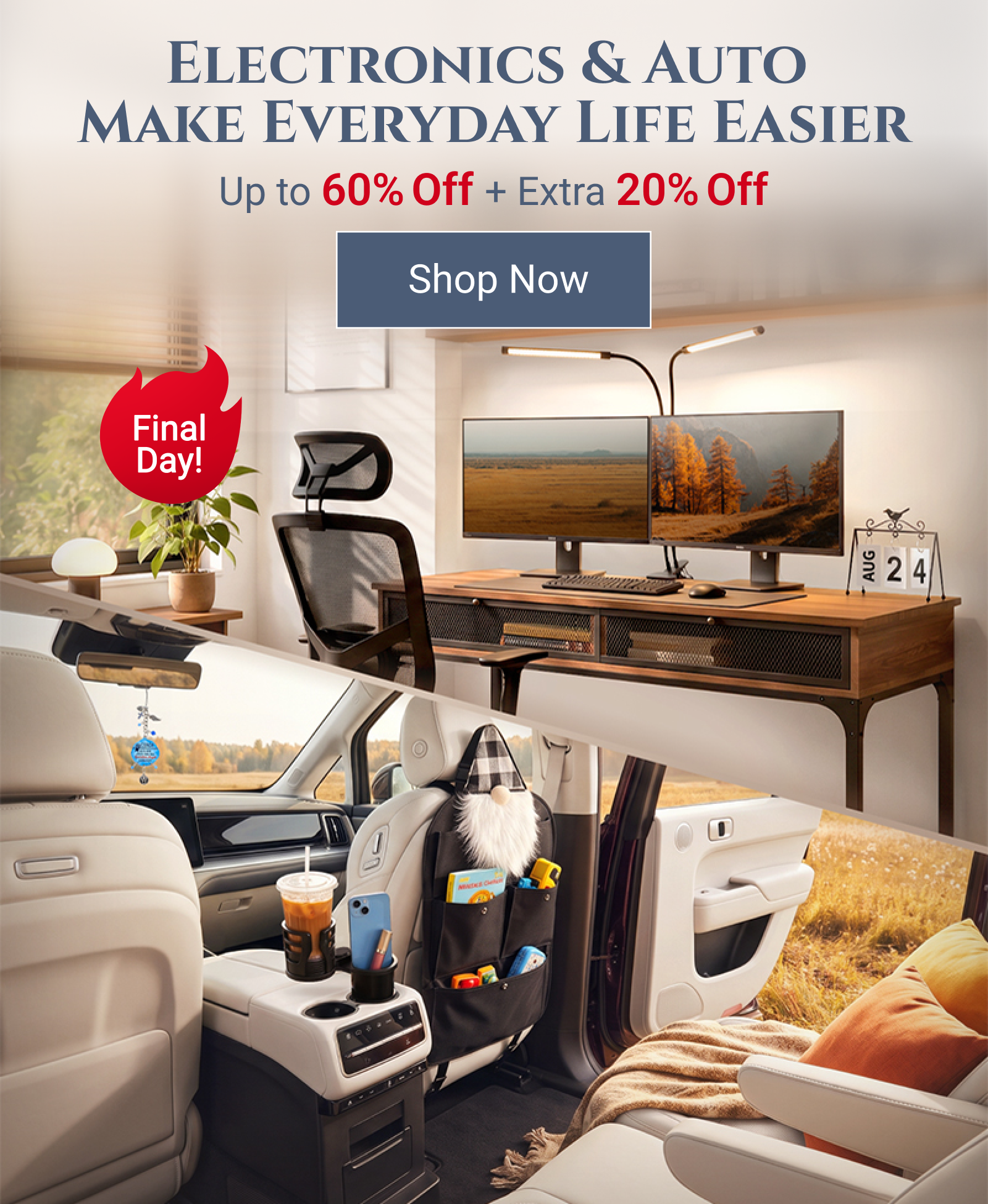 Electronics & auto up to 60% off