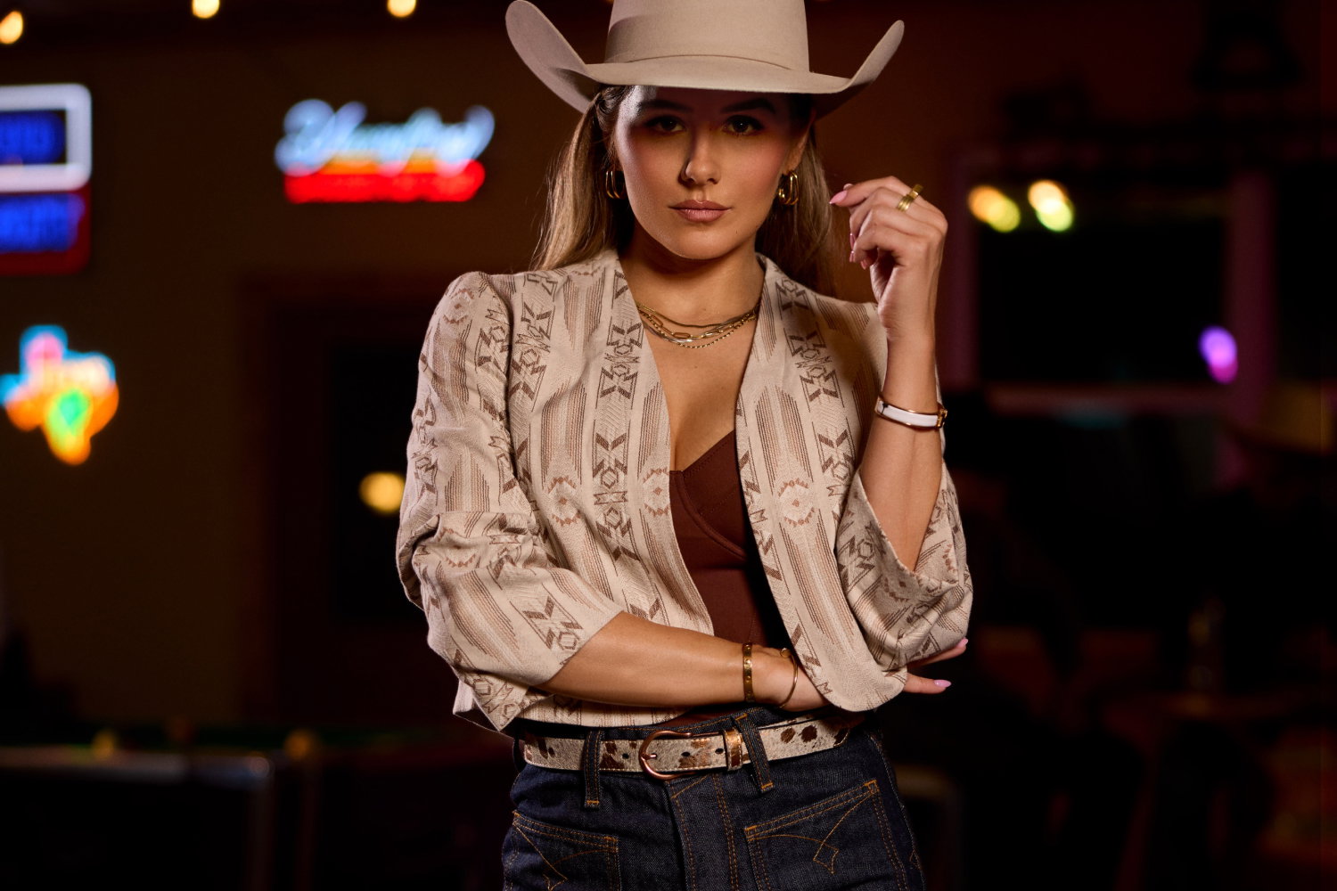 Women with cowgirl hat.