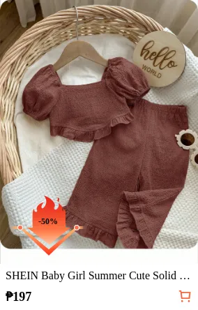 SHEIN Baby Girl Summer Cute Solid...