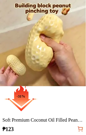 Soft Premium Coconut Oil Filled Peanut Squeeze Toy, Buttery Smooth Soft Crisp Sound ASMR Sensory Stress Relief Toy, Suitable For Adults, Realistic Texture Peanut Malleable Stretchable Fingertip Ornament
