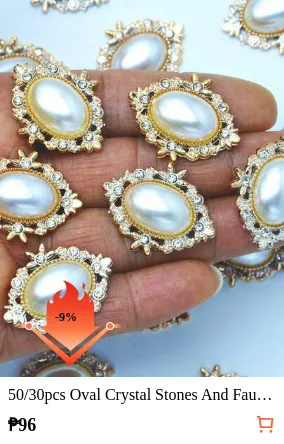 50/30pcs Oval Crystal Stones And Faux Pearl Decorations, DIY Jewelry Making Supplies For Home And Apparel