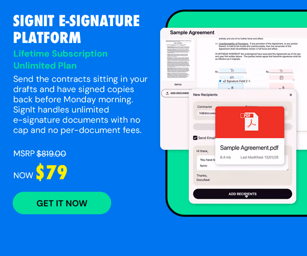 SignIt E-Signature Platform Unlimited Plan: Lifetime Subscription