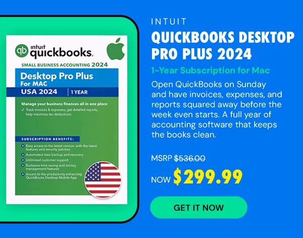 Intuit QuickBooks Desktop Pro Plus 2024 for Mac (1 User): 1-Year Subscription