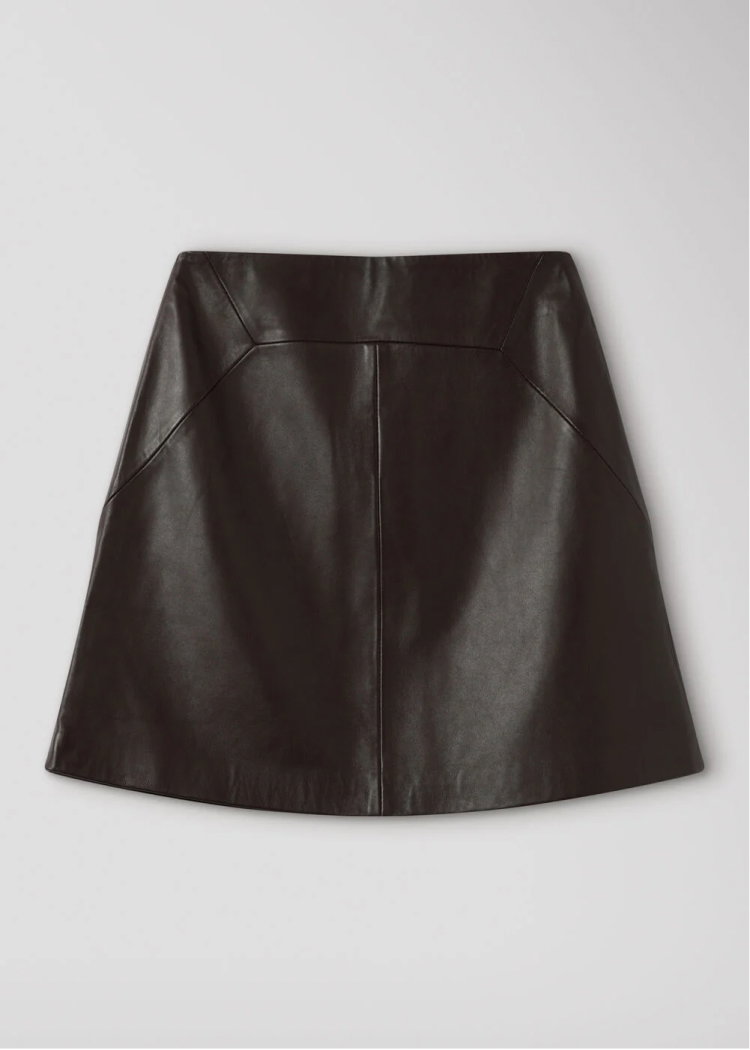 Brown Leather A line Skirt