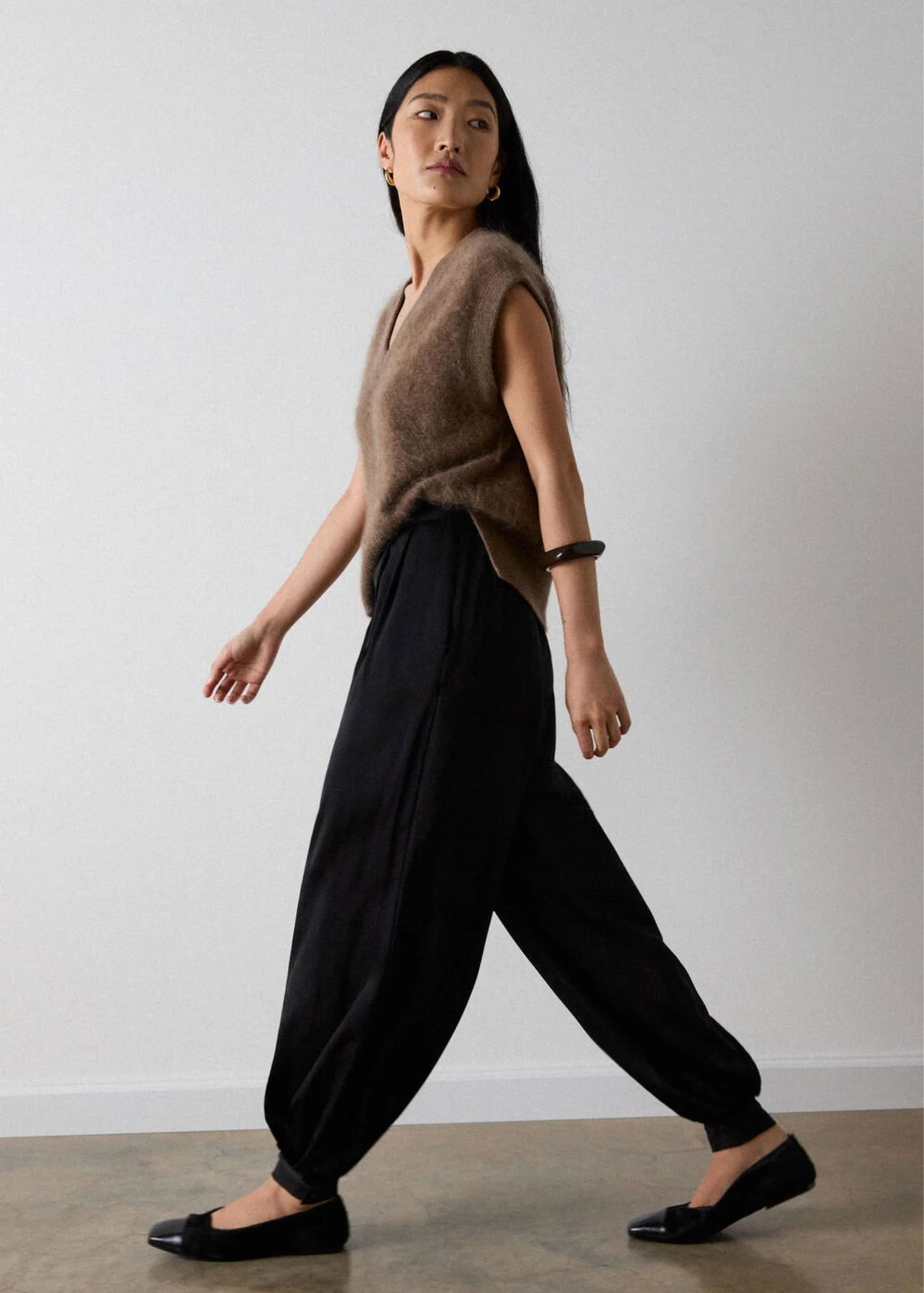 Black Satin Balloon Trouser