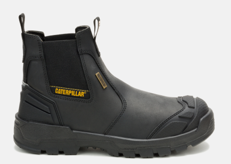 CAT Footwear - Men's Striver XL Chelsea Waterproof Steel Toe Work Boot - Black colorway.