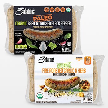 Sabatino's Paleo Organic Basil and Cracked Black Pepper or Organic Fire Roasted Garlic Chicken Sausages, 36 oz