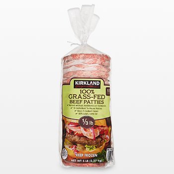 Kirkland Signature Grass-Fed Beef Patties, 1/3 lb Patty, 15-Count, 5 lb