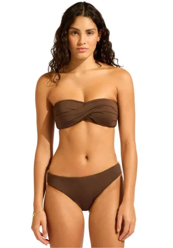 Image of Twist Front Bandeau Bikini Dark Chocolate