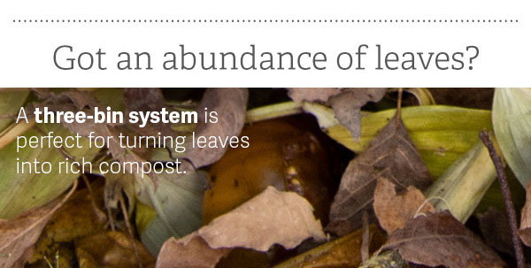 Got an abundance of leaves? A three-bin system is perfect for turning leaves into rich compost. 