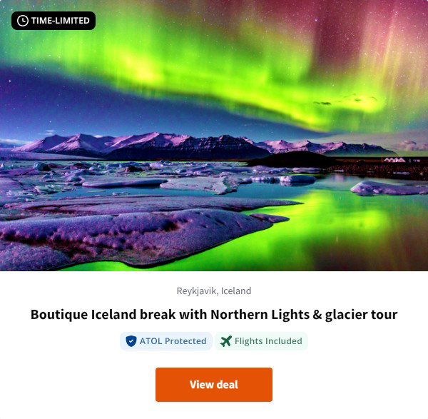Boutique Iceland break with Northern Lights & glacier tour
