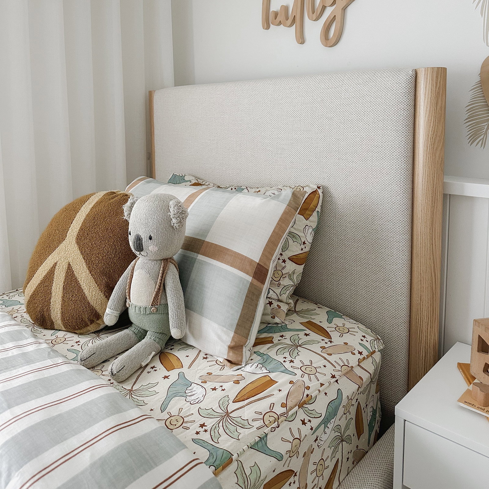Image of Madden Upholstered Bed - Nordic Latte