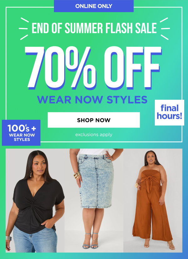 Online only. 70% off Wear Now Styles • Dresses, Tops, bottoms & Activewear. Shop now