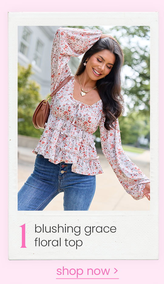 blushing grace floral top