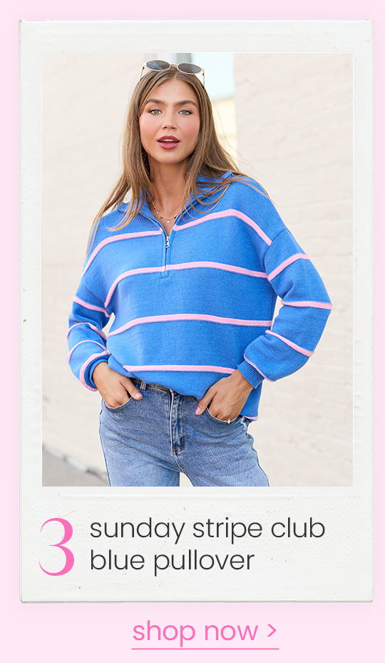 sunday stripe club blue pullover