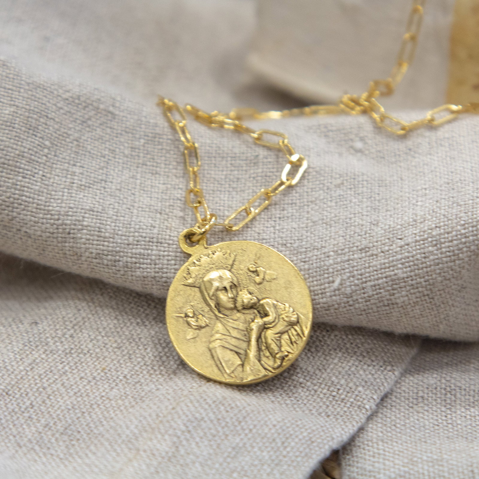 Vintage Medallion Our Lady of Perpetual Help Necklace
