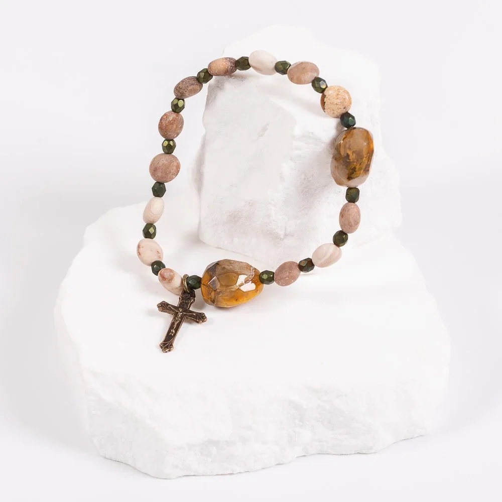St. Hildegard Honeycomb Rosary Bracelet