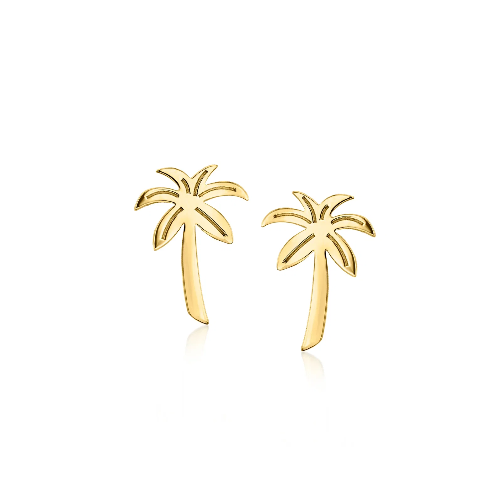 Image of Italian 10kt Yellow Gold Palm Tree Stud Earrings