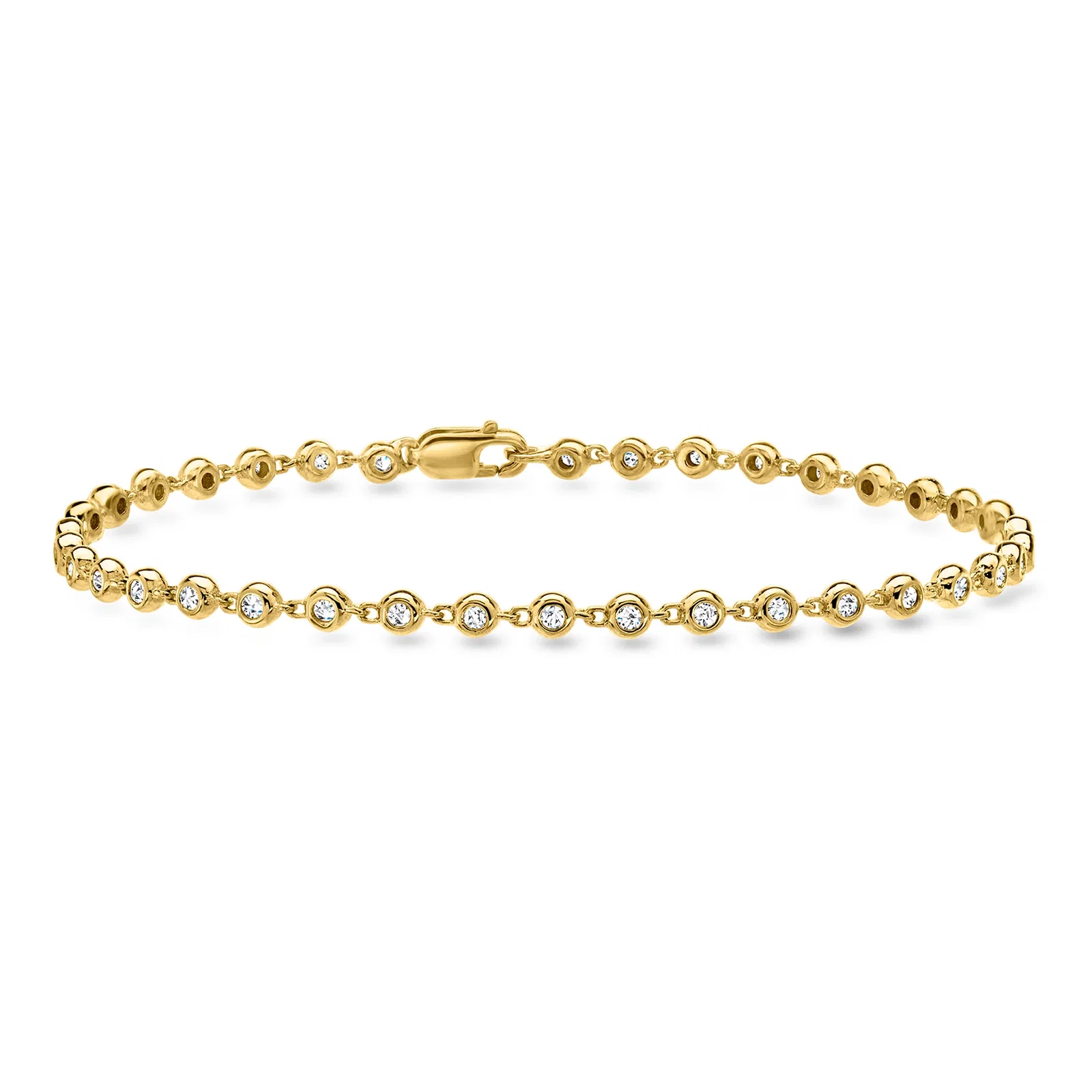 Image of .50 ct. t.w. Bezel-Set Diamond Tennis Bracelet in 18kt Gold Over Sterling