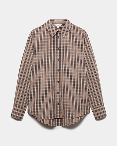 Brown Mix Pure Cotton Checked Shirt