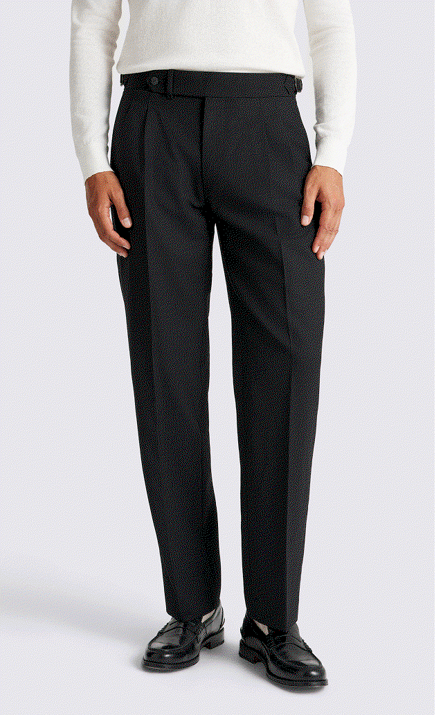 Black Wool Pleated Trousers