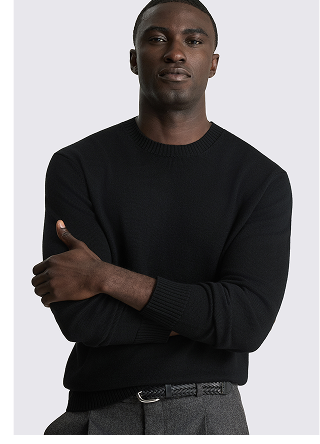 Black Merino Crew-Neck Jumper