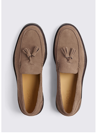 Italian Suede Beige Tassel Loafers