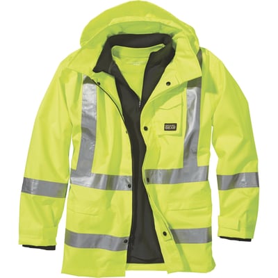 Gravel Gear HV Men's Class 3 High-Visibility Rain Jacket, 300 Denier Ripstop, Waterproof, Lime, Medium