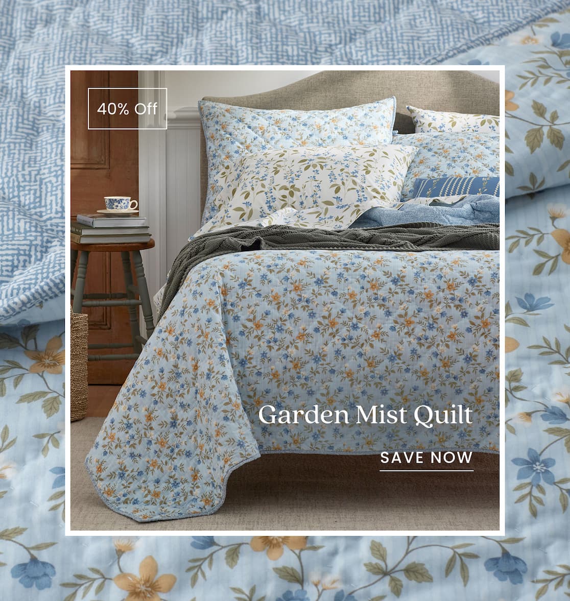 Garden Mist Quilt Blue