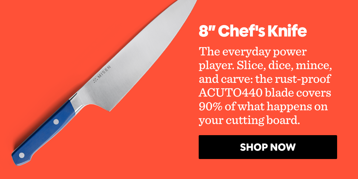 The everyday power player. Slice, dice, mince, and carve: the rust-proof ACUTO440 blade covers 90% of what happens on your cutting board.
