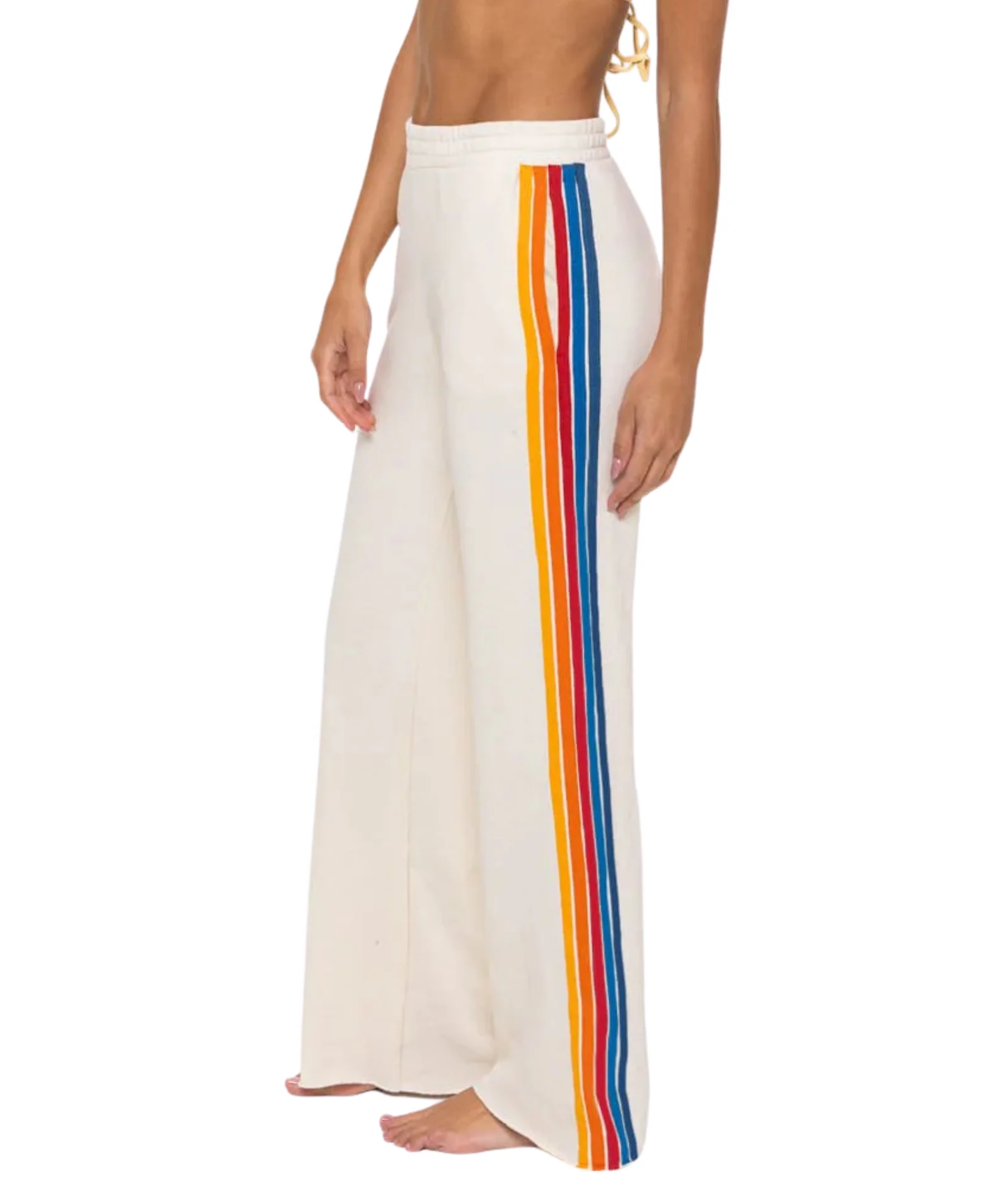 Image of Aviator Nation Women 5 Stripe Wide Leg Sweatpants