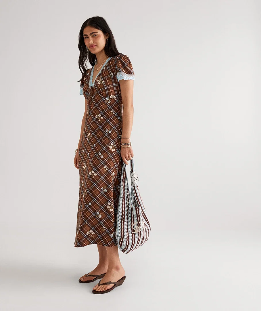 BRONTE LACE TRIM MIDI DRESS
