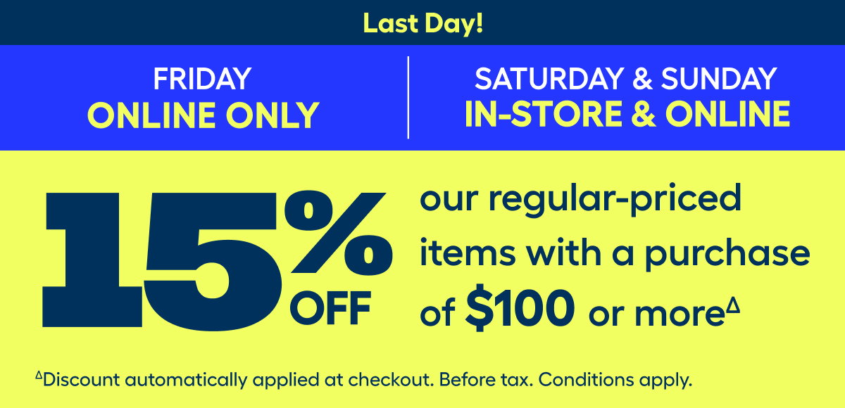 15%* off promo