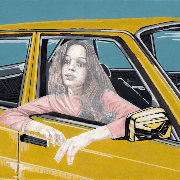 girl in taxi painting