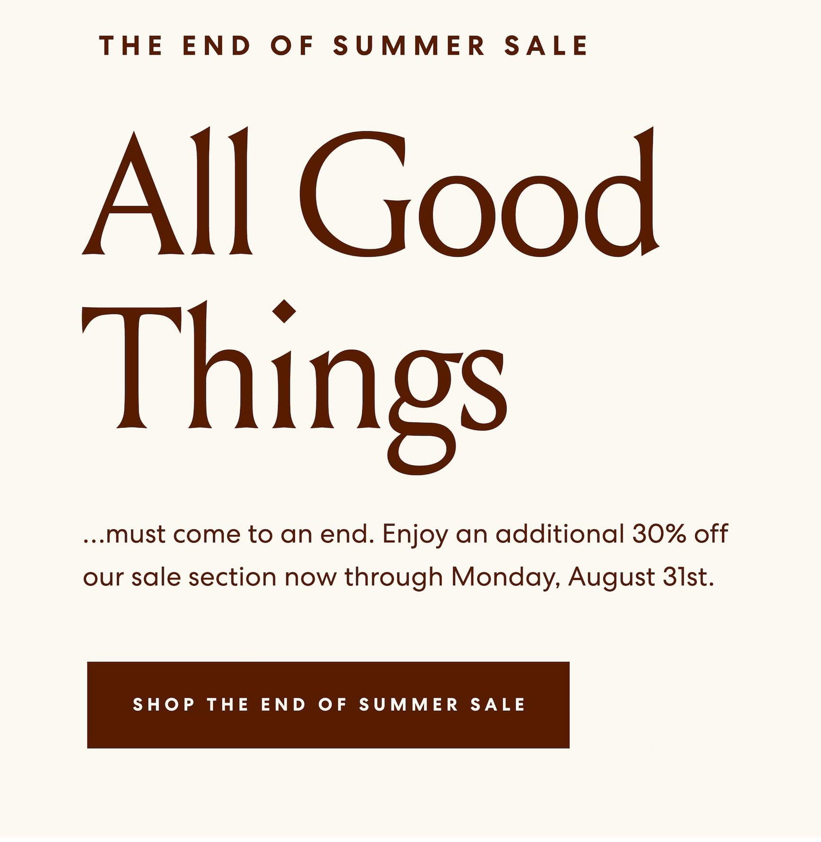 The End of Summer Sale