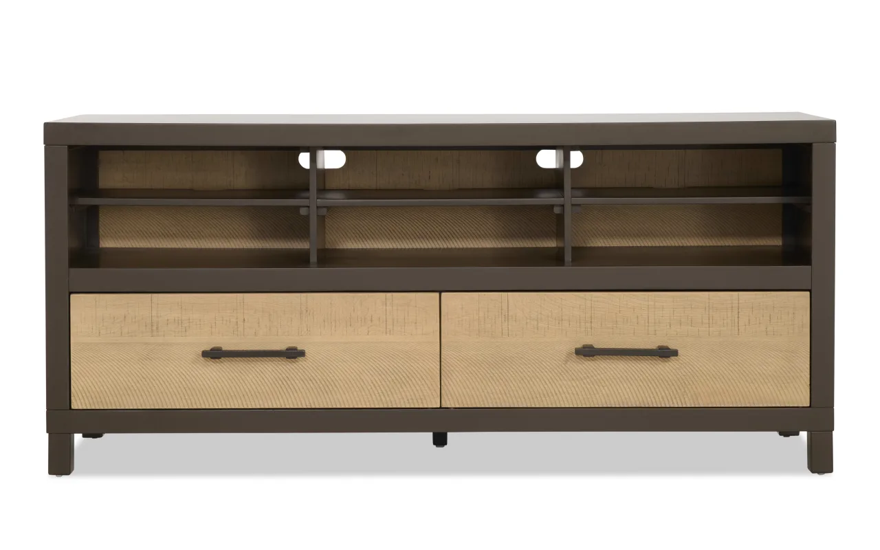 Fusion 60'' Brown & Natural Fully Assembled Storage TV Stand