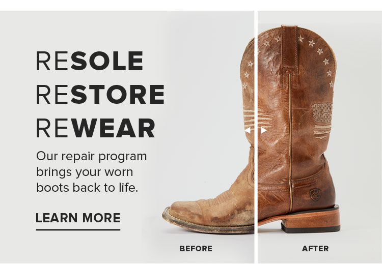 Our repair program brings your worn boots back to life. Learn More