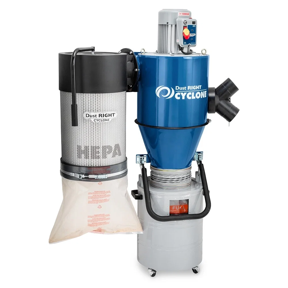 Dust Right Wall-Mount HEPA Cyclone Dust Collector, 1250 CFM (2 Boxes)